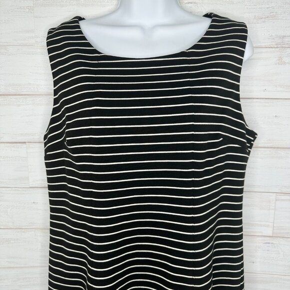 NWOT Vince Camuto Black & White Striped Knit Sleeveless Spandex Dress Size 12 - Picture 2 of 11